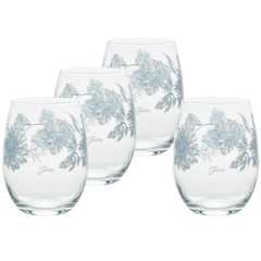 Botanical Floral 15 oz. Stemless Wine Glass – Set of 4