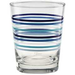 Fiesta Coastal Blues Thin Stripe 15 oz. Tapered Double Old Fashion - Set of 4