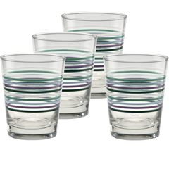 Fiesta Lavender Bloom Thin Stripe 15 oz. Tapered Double Old Fashion - Set of 4