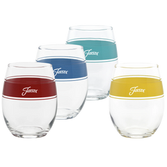 Vibrant 15 oz. Frame Stemless Wine Glass Mixed Color – Set of 4