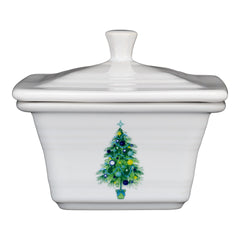 Fiesta Blue Christmas Tree Covered Box 4 5/8 Inch x 3 3/4 Inch