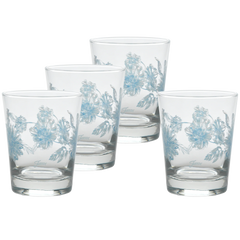 Botanical Floral 15 oz. Tapered Double Old Fashion Glass – Set of 4