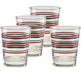Fiesta Christmas Thin Stripe 15 oz. Tapered Double Old Fashion - Set of 4