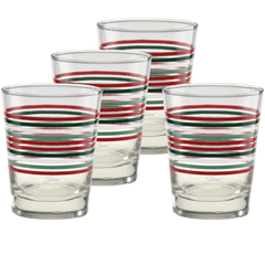 Fiesta Christmas Thin Stripe 15 oz. Tapered Double Old Fashion - Set of 4