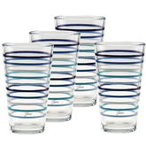 16 oz. Fiesta Coastal Blues Thin Stripe Cooler Glass - Set of 4