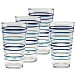 16 oz. Fiesta Coastal Blues Thin Stripe Cooler Glass - Set of 4