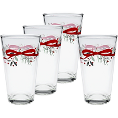 Holly Berry Christmas Garland 16 oz. Cooler Glass - Set of 4