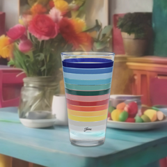 16 oz. All Colors Stripe Cooler Glass - Set of 4