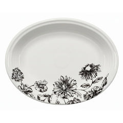 Botanical Floral Black 11 5/8 Inch Medium Oval Serving Platter