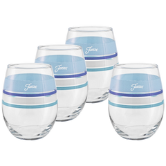 Coastal Blues 15 oz. Edgeline Stemless Wine – Set of 4