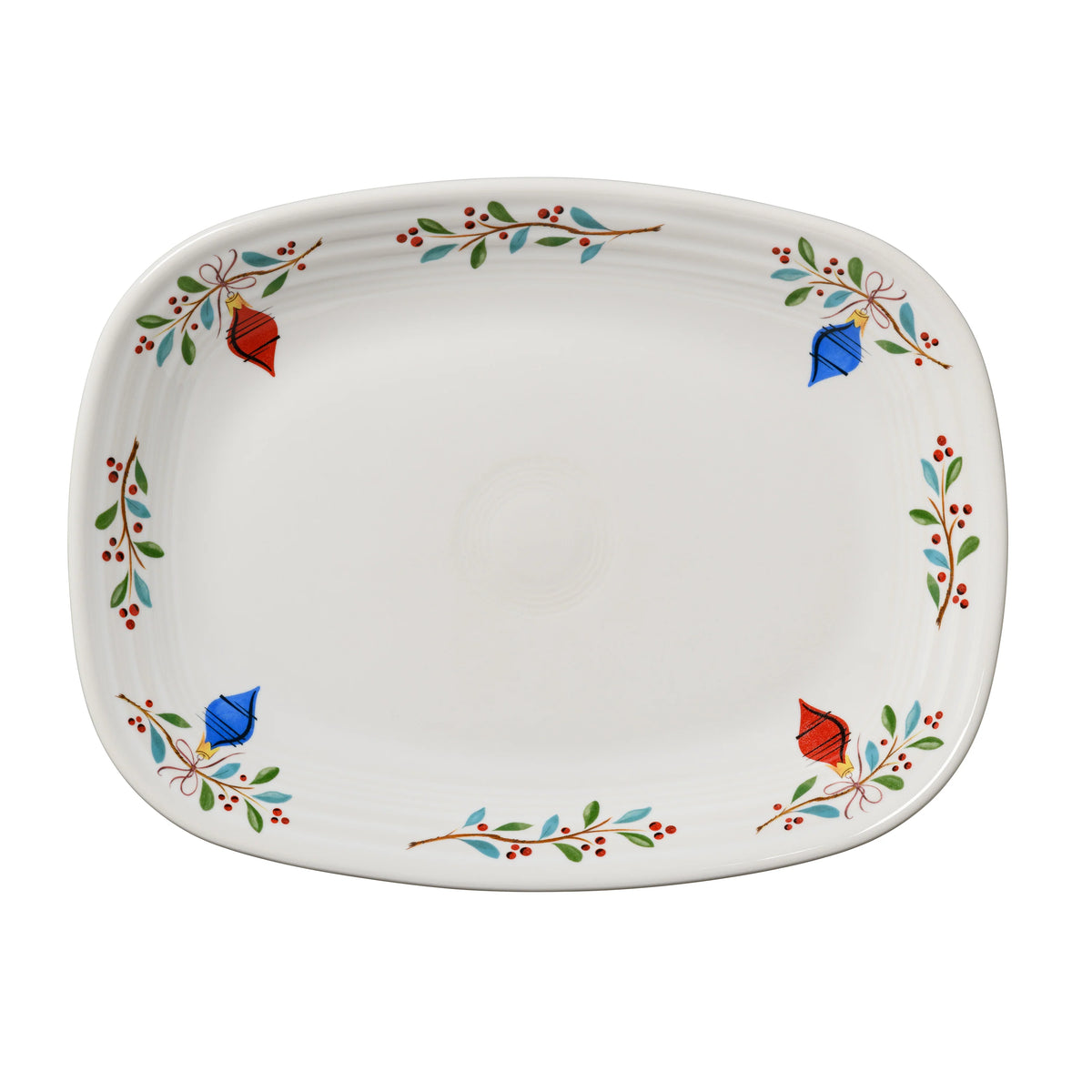 Retired Fiesta Holly Berry Christmas Sprig 12 Inch Large Rectangular Platter