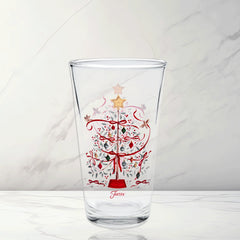 Holly Berry Christmas Tree 16 oz. Cooler Glass - Set of 4