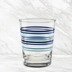 Fiesta Coastal Blues Thin Stripe 15 oz. Tapered Double Old Fashion - Set of 4