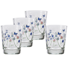 Retired Breezy Floral 15 oz. Tapered Double Old Fashion Glass – Set of 4