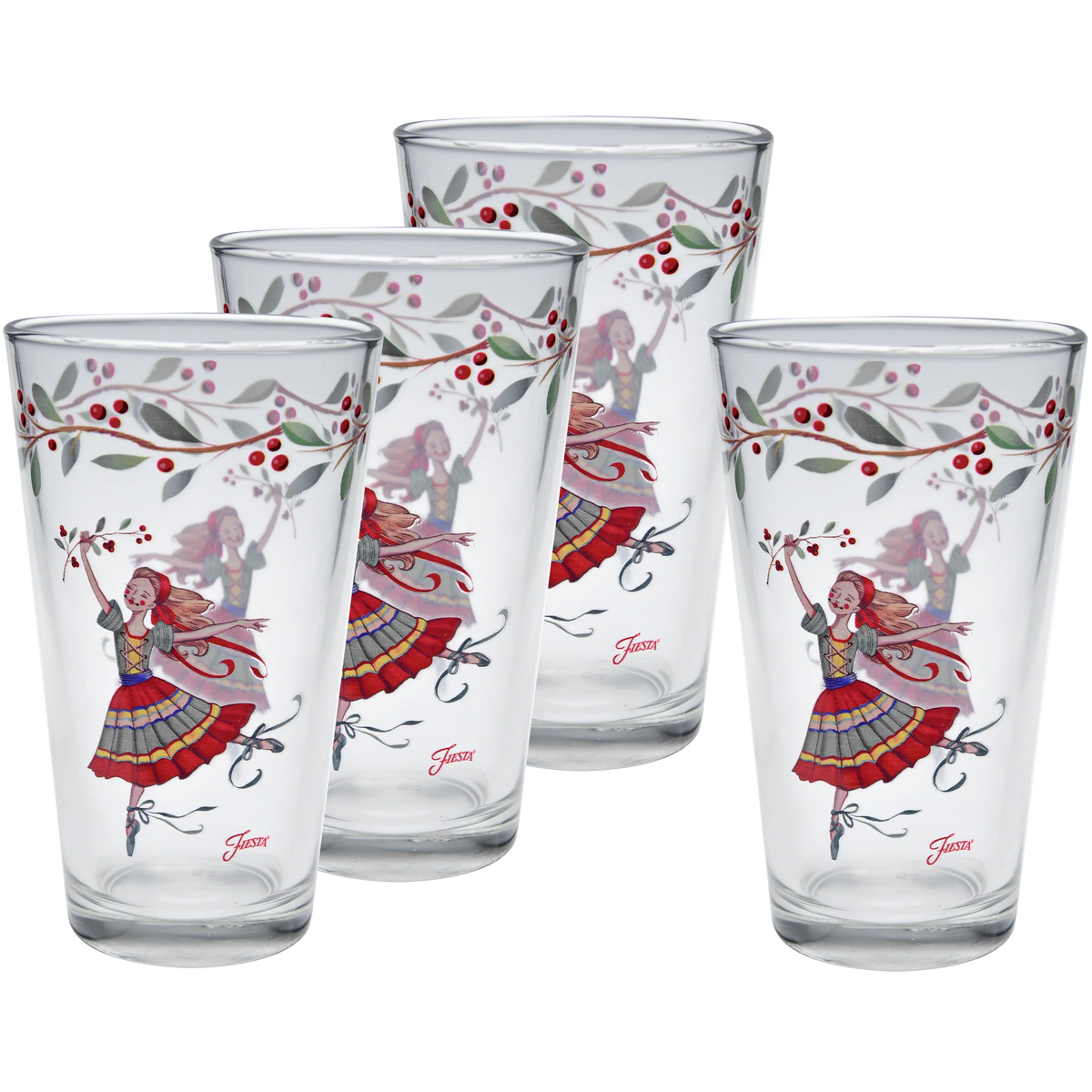 Nutcracker The Ballerina 16 oz. Cooler Glass - Set of 4