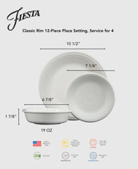 Mixed Sunset Horizon Classic Rim 12-Piece Dinnerware Set, Service for 4
