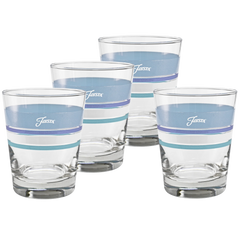 Coastal Blues 15 oz. Edgeline Tapered Double Old Fashion – Set of 4