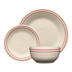 Americana Scarlet Band Classic Bistro 3-Piece Dinnerware Set, Service For 1