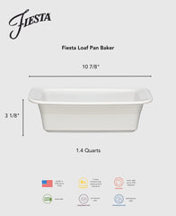 Retired Fiesta 10 3/4 Inch x 5 3/4 Inch Loaf Pan Baker 1.4 Quarts