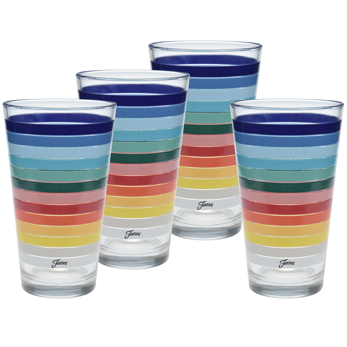 16 oz. All Colors Stripe Cooler Glass - Set of 4