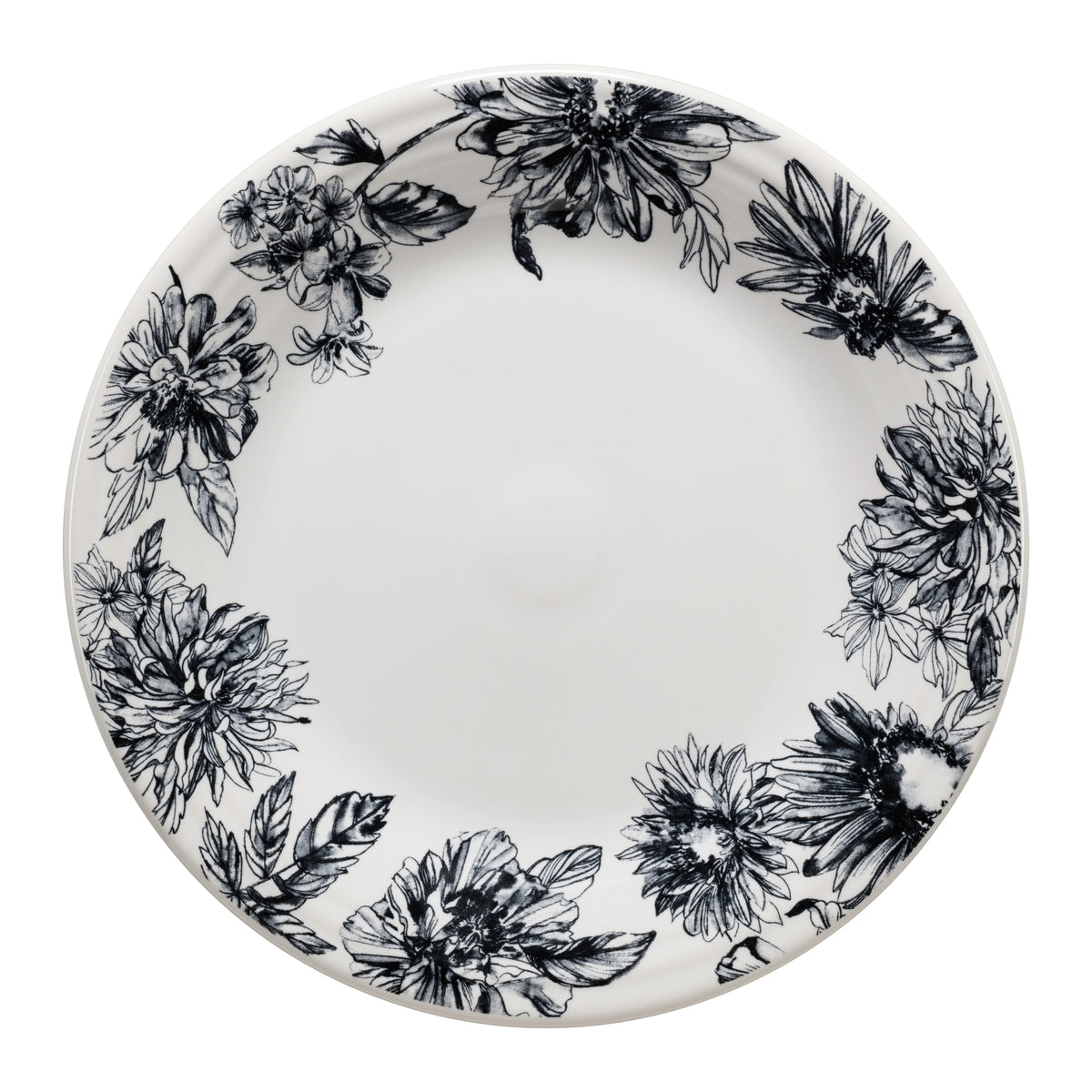 Botanical Floral Black Classic Rim 10 1/2 Inch Dinner Plate