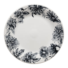 Botanical Floral Black Classic Rim 10 1/2 Inch Dinner Plate