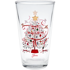 Holly Berry Christmas Tree 16 oz. Cooler Glass - Set of 4